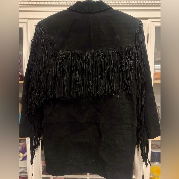 Vintage Black Suede Fringe Western Jacket – Size M - Picture 5 of 7